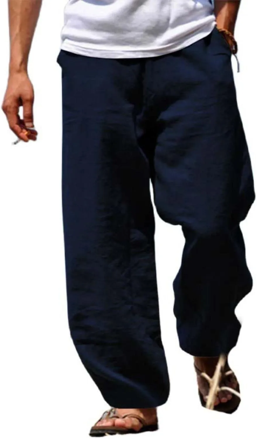 Linen Hip-Hop Pants for Men Cotton Linen Loose Casual Sports Pant Summer Beach Hawaiian Pants for Men