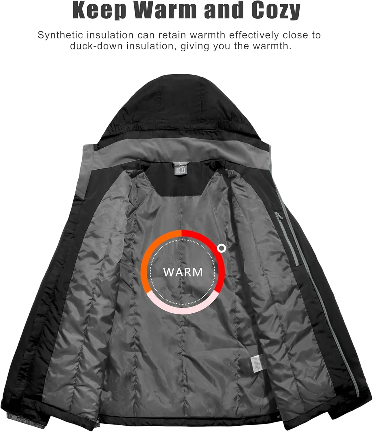 Little Donkey Andy Men's Lightweight Winter Jacket Hooded Windproof Warm Insulated Jacket for Ski Hiking