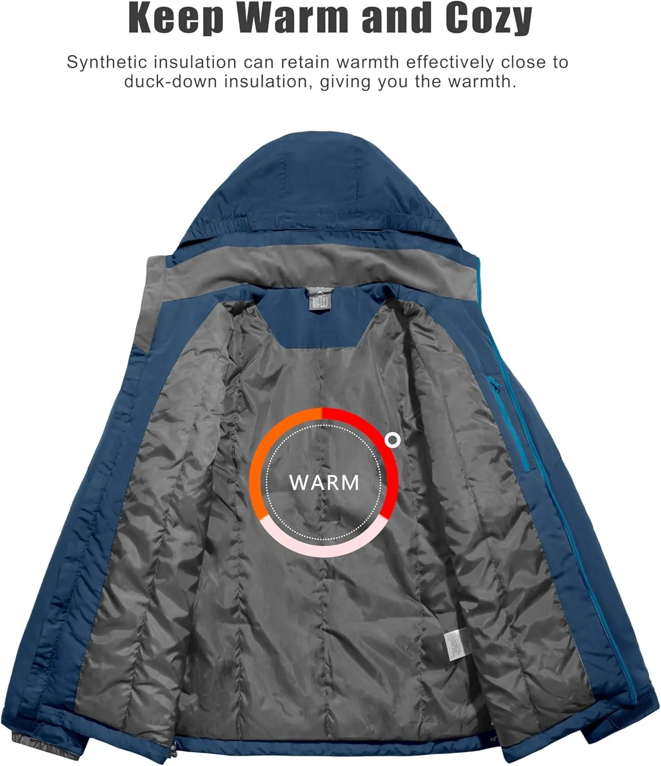 Little Donkey Andy Men's Lightweight Winter Jacket Hooded Windproof Warm Insulated Jacket for Ski Hiking