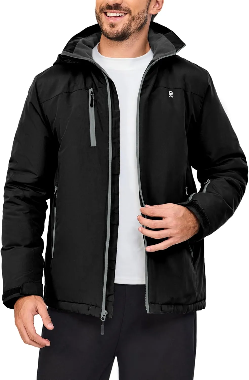 Little Donkey Andy Men's Lightweight Winter Jacket Hooded Windproof Warm Insulated Jacket for Ski Hiking