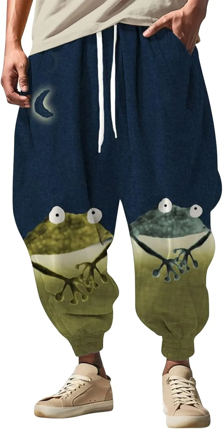 Loose Drop Crotch Trousers Street Feel Casual Sweatpants Baggy Elastic Drawstring Waist Aladdil Hippie Pant Baggy