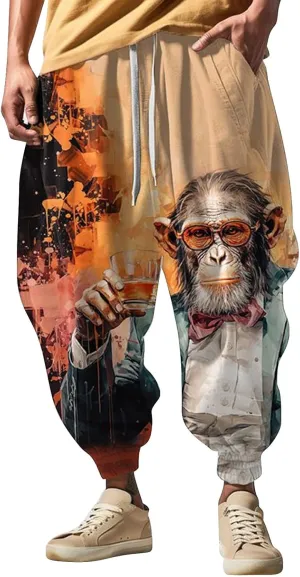 Loose Drop Crotch Trousers Street Feel Casual Sweatpants Funky Printed Plus Size Trousers Hammer Pants Trousers