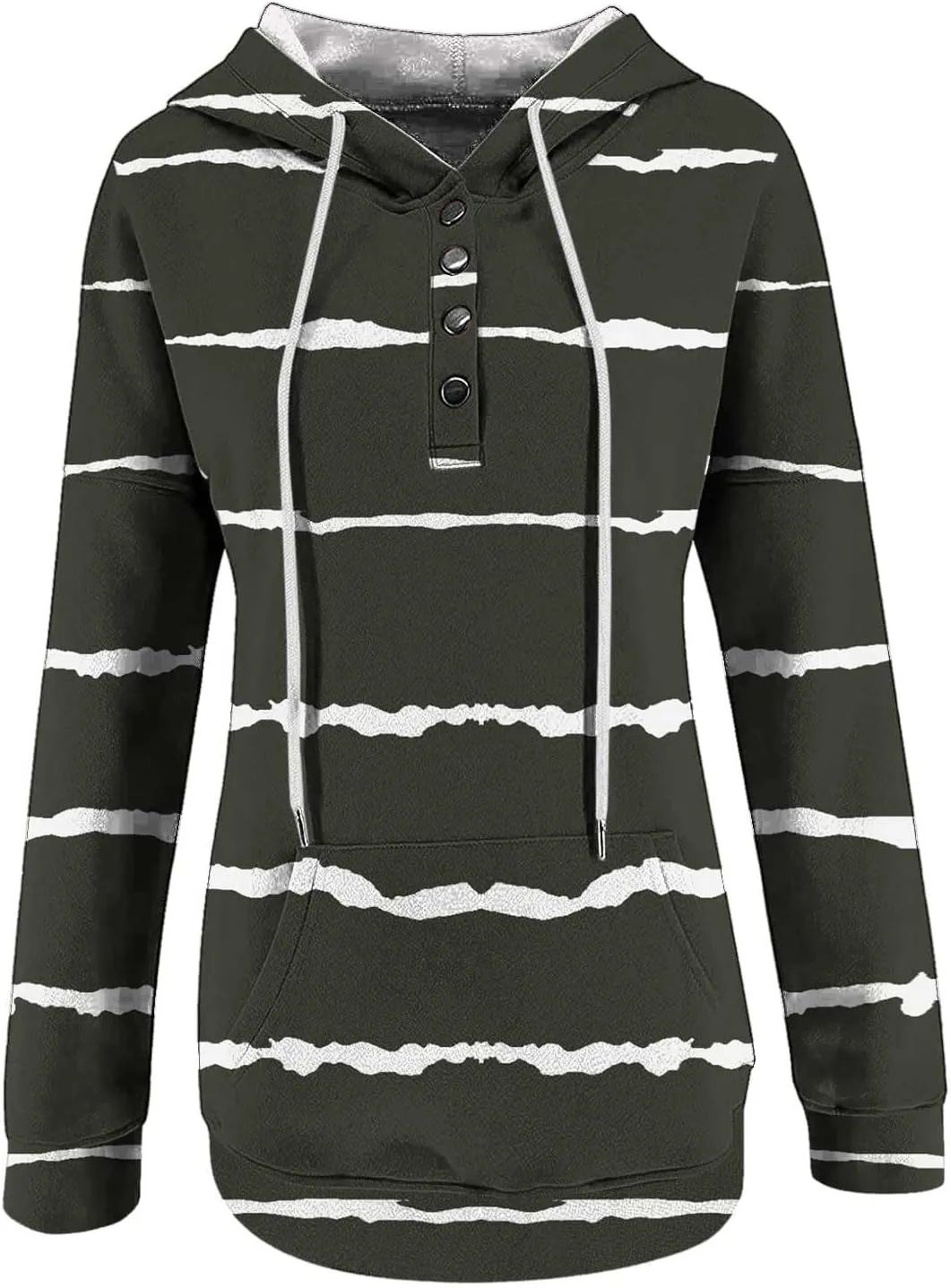 LRMQS Womens Hoodies Pullover Trendy Button Drawstring Hooded Striped Sweatshirt Loose Fit Fall Fashion 2024 Casual Pullover