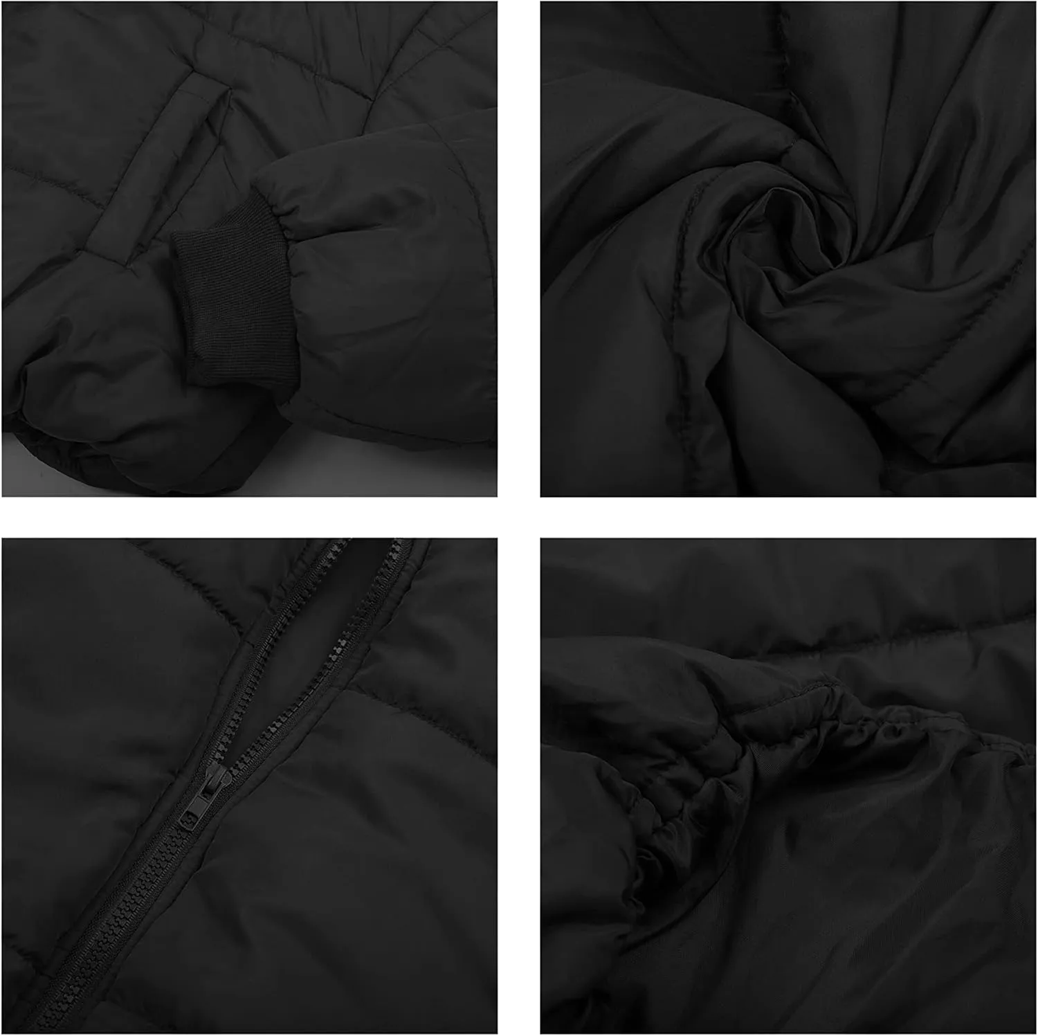 Lumister Womens Lightweight Quilted Jacket Long Sleeve Stand Collar Zipper Cropped Puffer Jacket Coat