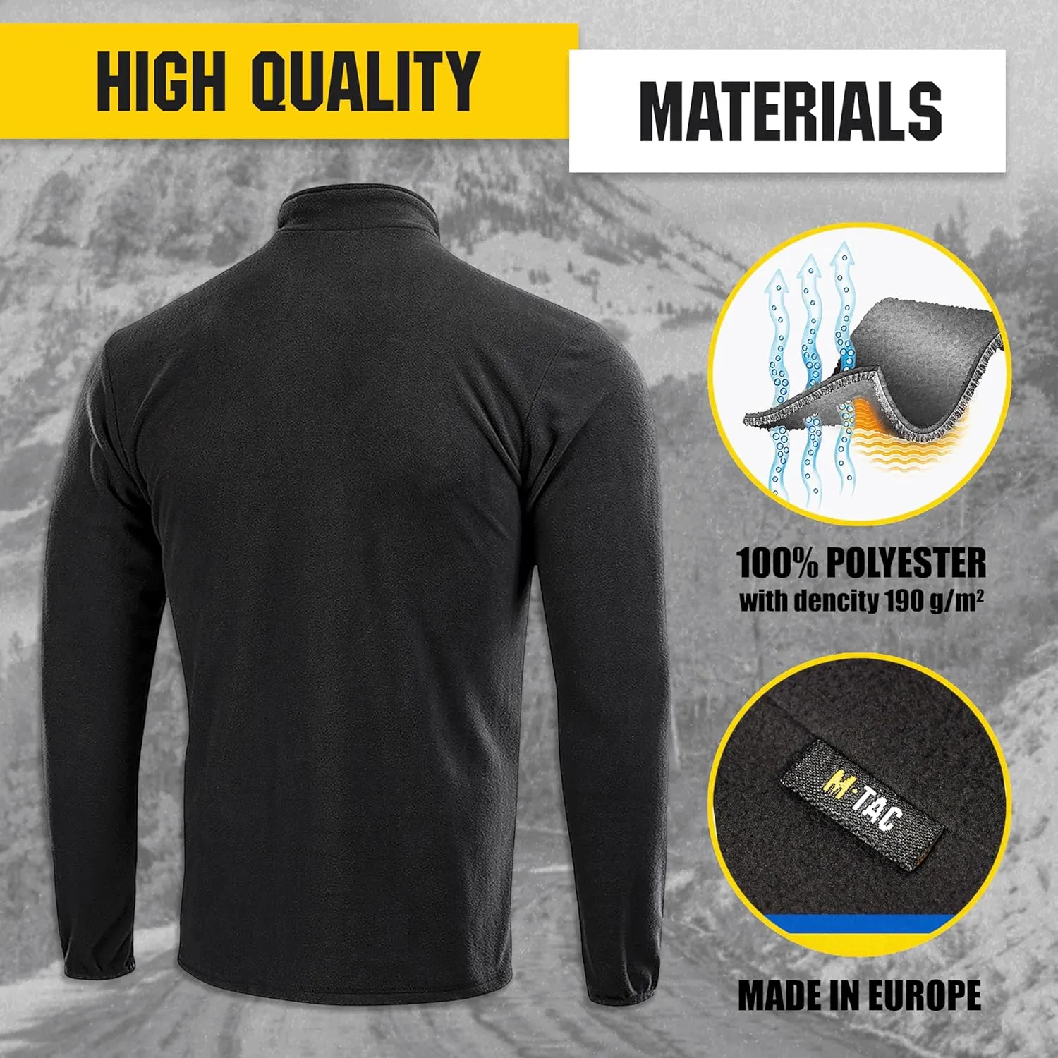M-Tac Quarter Zip Pullover Men - Fleece Lined Thermal Shirt for Men - Lightweight Tactical Long Sleeve Shirt Top Delta