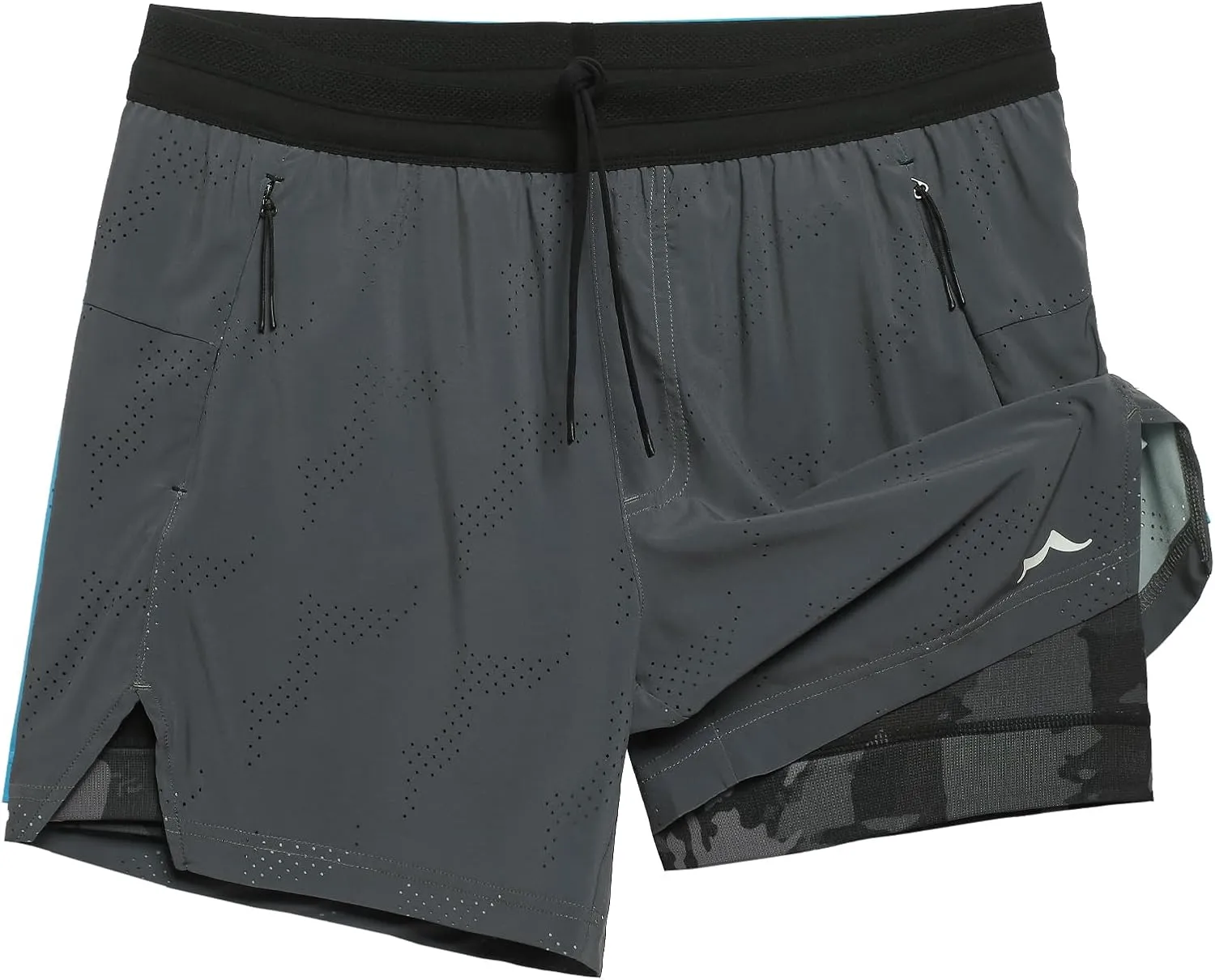 maamgic Mens 2 in 1 Running Shorts 5" Gym Workout Shorts with Zipper Pockets