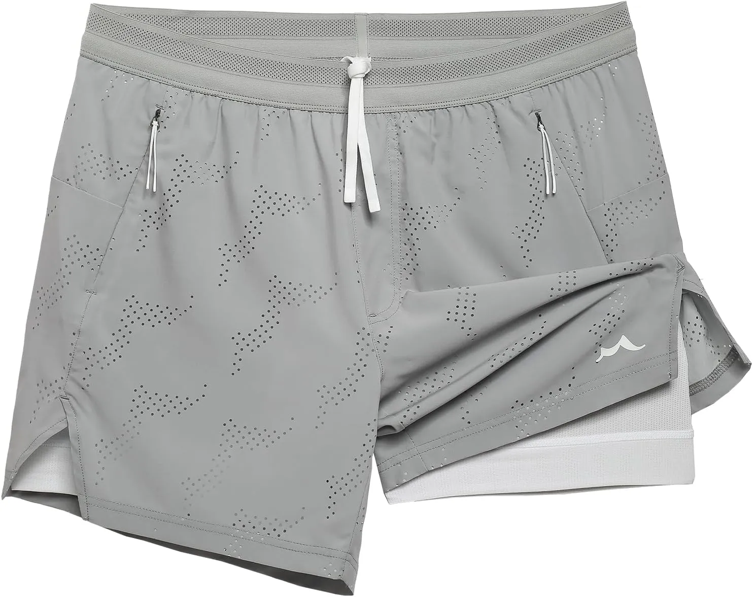 maamgic Mens 2 in 1 Running Shorts 5" Gym Workout Shorts with Zipper Pockets