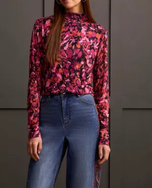 Maeve Magenta Haze Lined Turtleneck Top - Tribal 5621O-2401