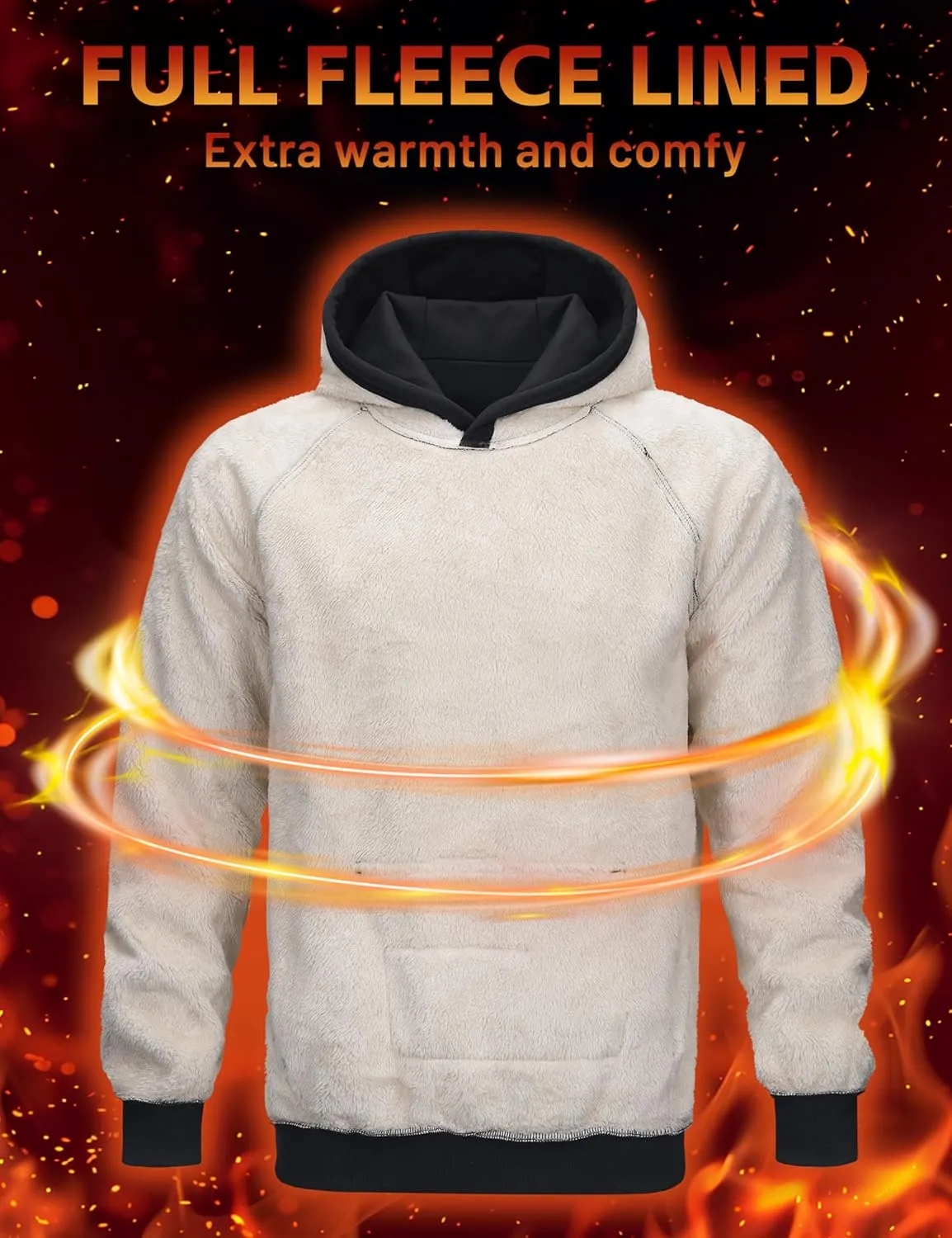 MAGCOMSEN Men's Sherpa Hoodie Heavyweight Fleece Lined Thick Winter Thermal Athletic Sweatshirt with Kangaroo Pocket