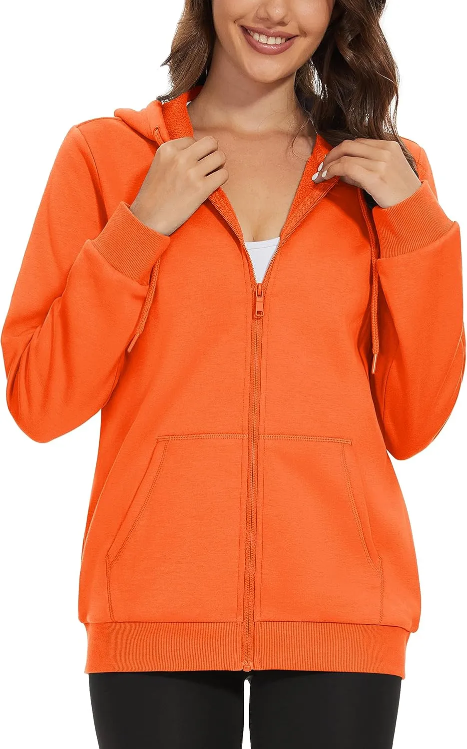 MAGCOMSEN Women's Fleece Lined Zip Up Hoodies Casual Hooded Jacket Workout Full Zip Sweatshirts Pocket Coats