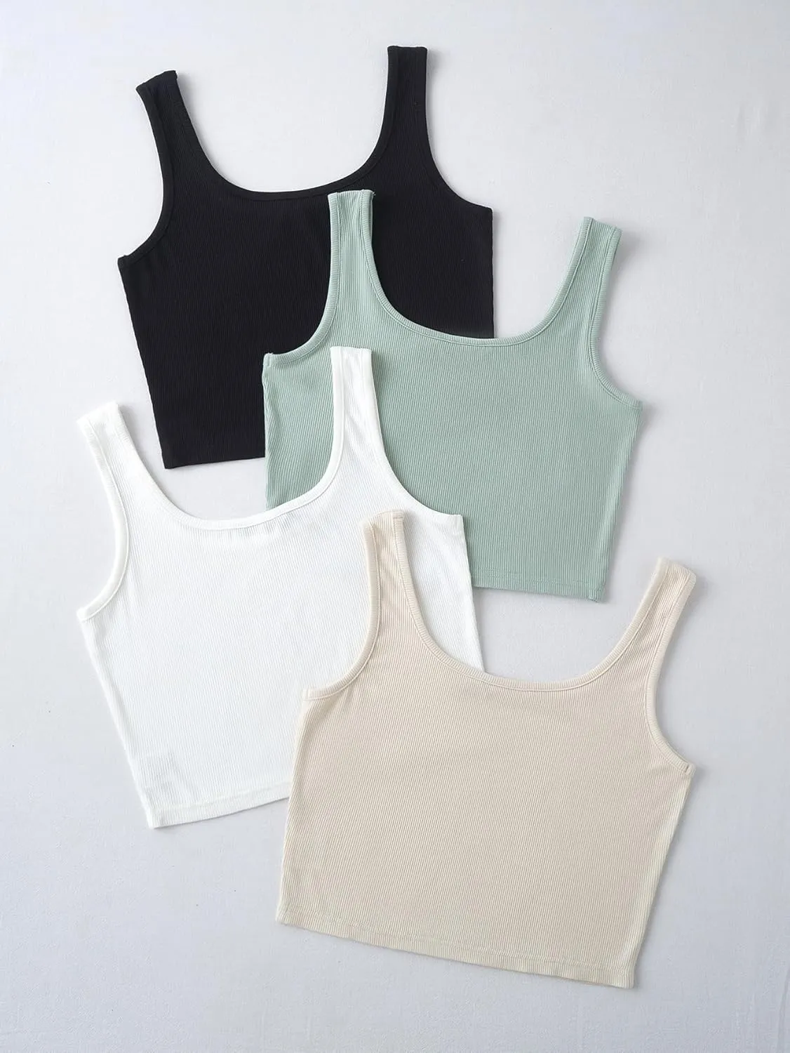 MakeMeChic Women's 4packs Plus Size Rib Knit Sleeveless Tank Crop Top