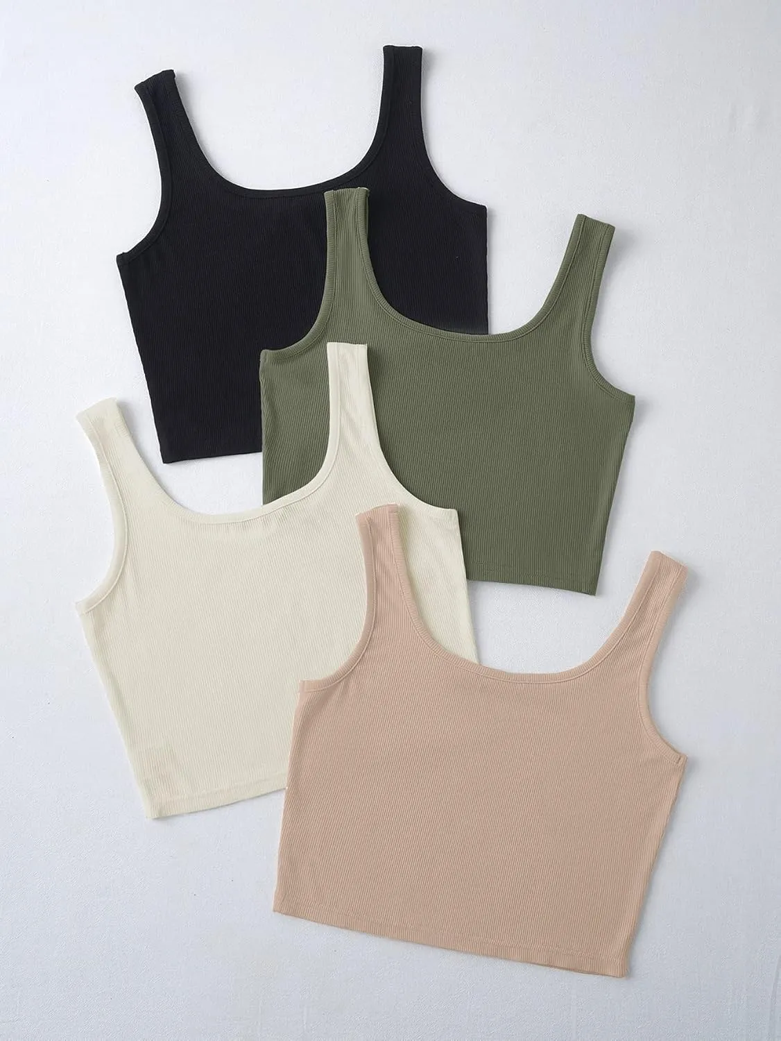MakeMeChic Women's 4packs Plus Size Rib Knit Sleeveless Tank Crop Top