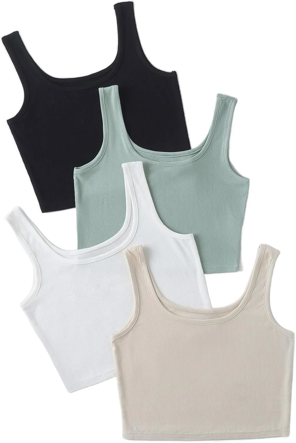 MakeMeChic Women's 4packs Plus Size Rib Knit Sleeveless Tank Crop Top