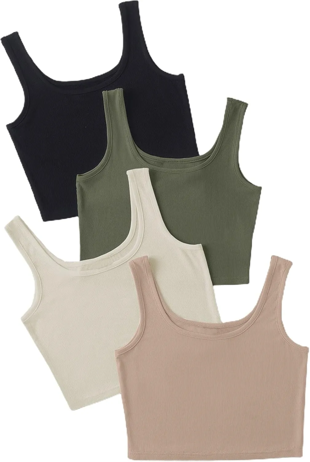 MakeMeChic Women's 4packs Plus Size Rib Knit Sleeveless Tank Crop Top