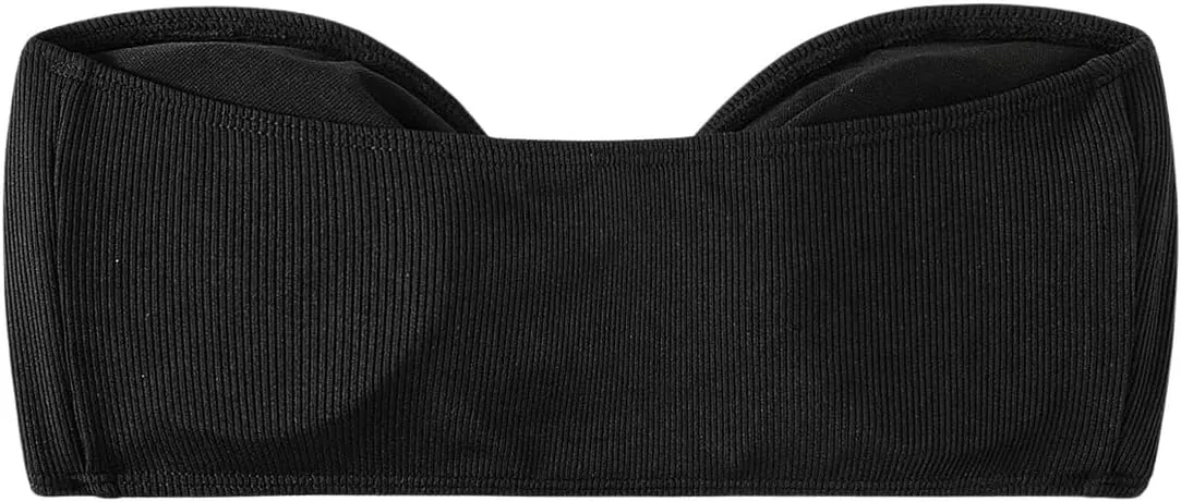 MakeMeChic Women's Bandeau Bikini Top Knot Front Strapless Swimsuit Bathing Tops