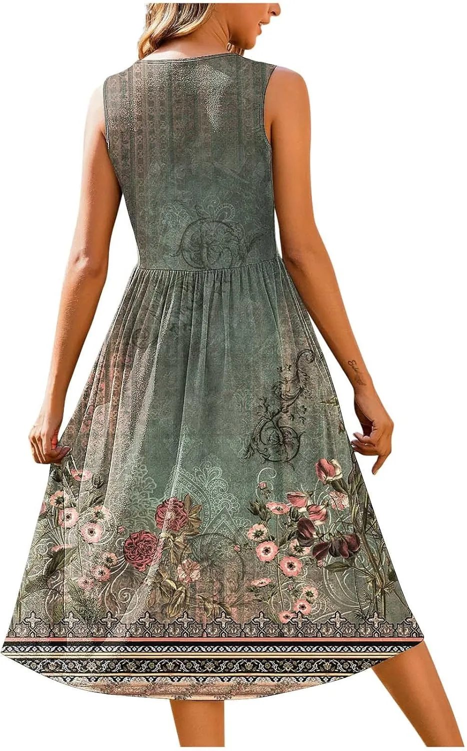 Maxi Dress for Women Sleeveless Spring Summer Dresses A Line Floral Dress Beach Vacation Sundress Cruise Outfits
