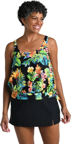 Maxine Of Hollywood Women's Side Tie Scoop Neck Banded Tankini Swimsuit Top
