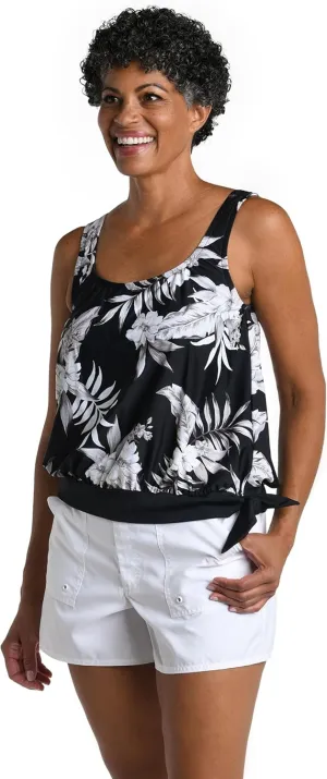 Maxine Of Hollywood Women's Side Tie Scoop Neck Banded Tankini Swimsuit Top