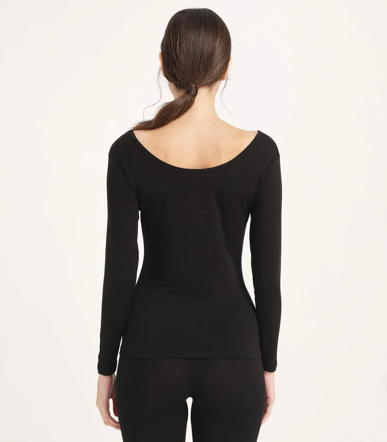 Mcilia Women's Ultrathin Modal Thermal Baselayer Top Scoop Neck Long Sleeve Undershirt