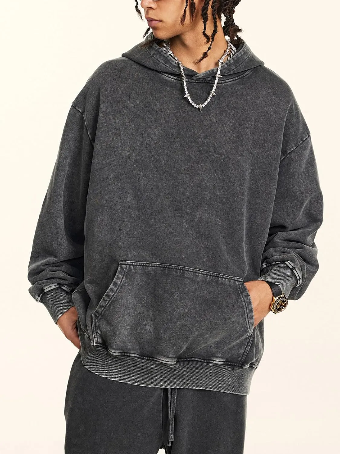 Mens Acid Wash Hoodie Vintage Casual Streetwear Overasized Hoodies Unisex Pullover Heavyweight Hooded Sweatshirt H0211
