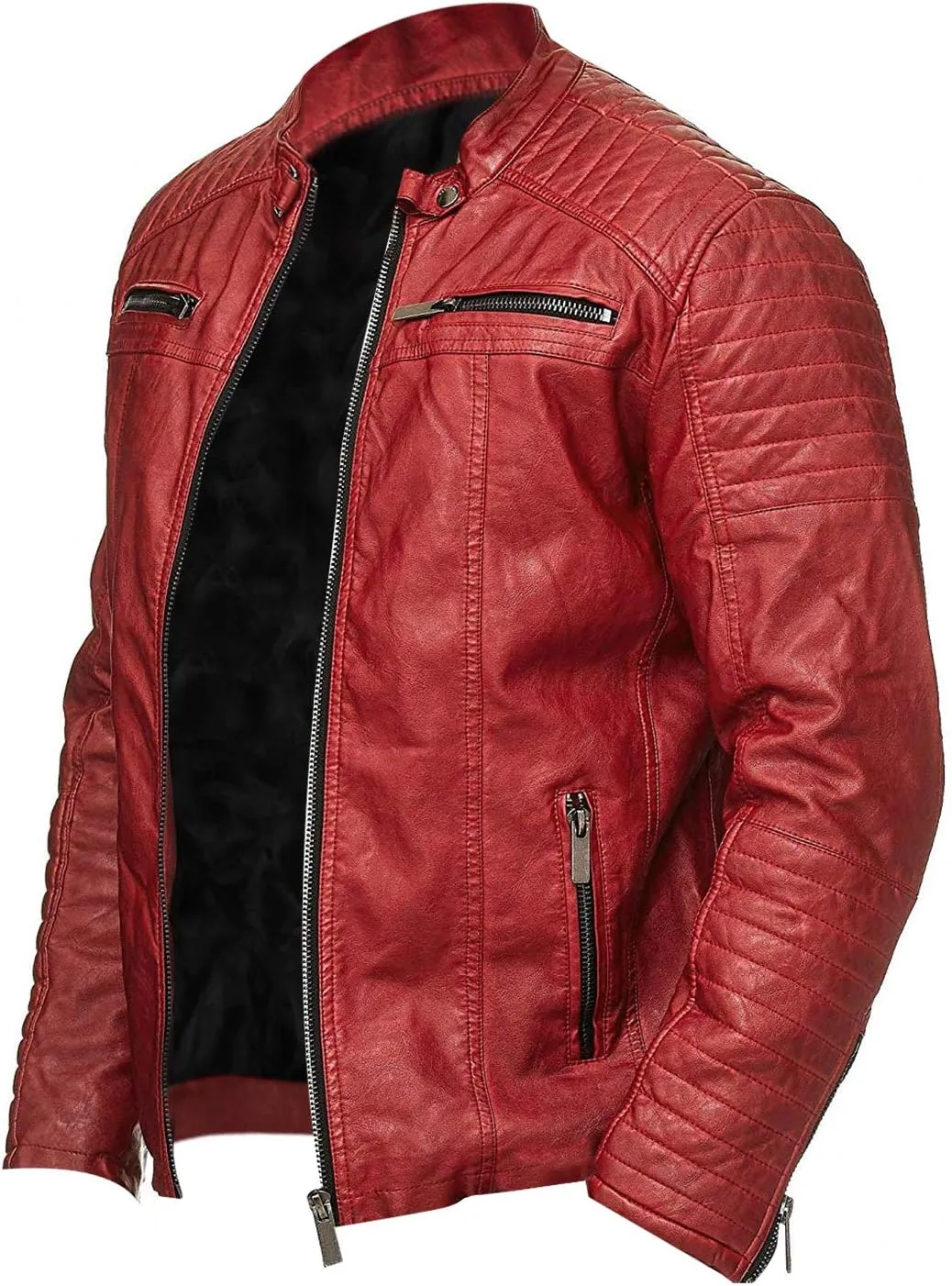 Mens Cafe Racer Vintage Motorcycle Distressed Retro Biker Leather Jacket