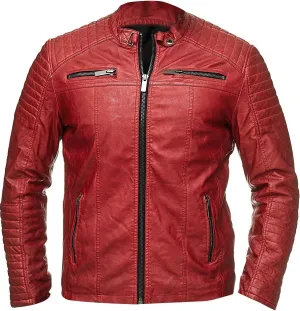 Mens Cafe Racer Vintage Motorcycle Distressed Retro Biker Leather Jacket