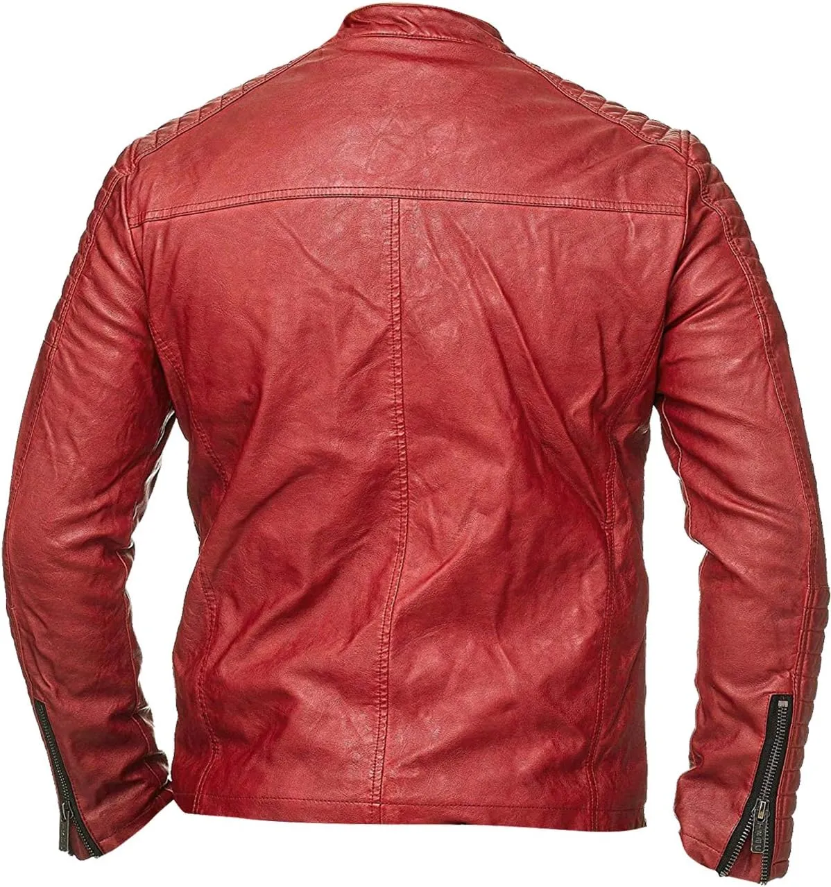 Mens Cafe Racer Vintage Motorcycle Distressed Retro Biker Leather Jacket