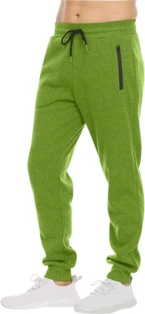 Mens Casual Fleece Drawstring with Zipper Pocket Jogger Sweatpants for Jogging Running Athletic Workout Activities