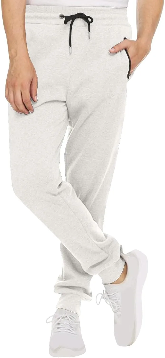 Mens Casual Fleece Drawstring with Zipper Pocket Jogger Sweatpants for Jogging Running Athletic Workout Activities