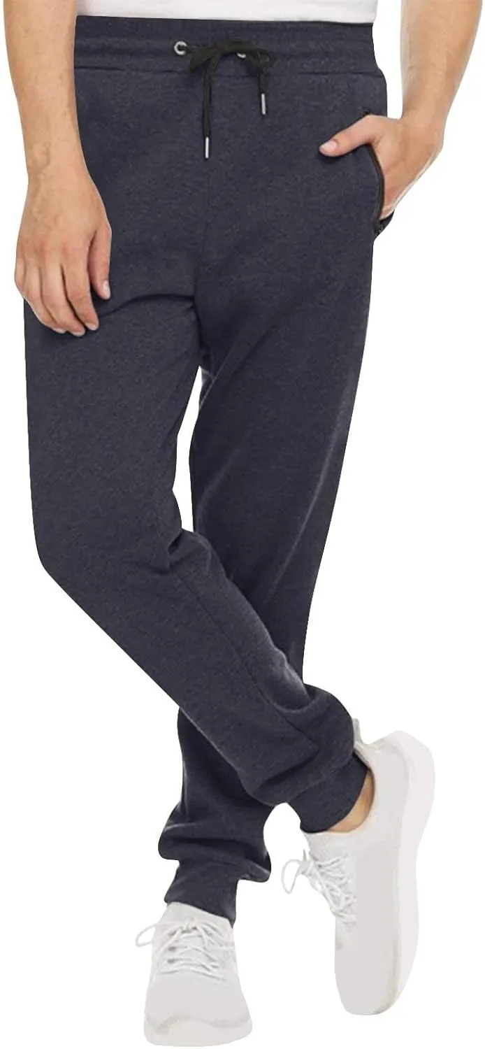 Mens Casual Fleece Drawstring with Zipper Pocket Jogger Sweatpants for Jogging Running Athletic Workout Activities