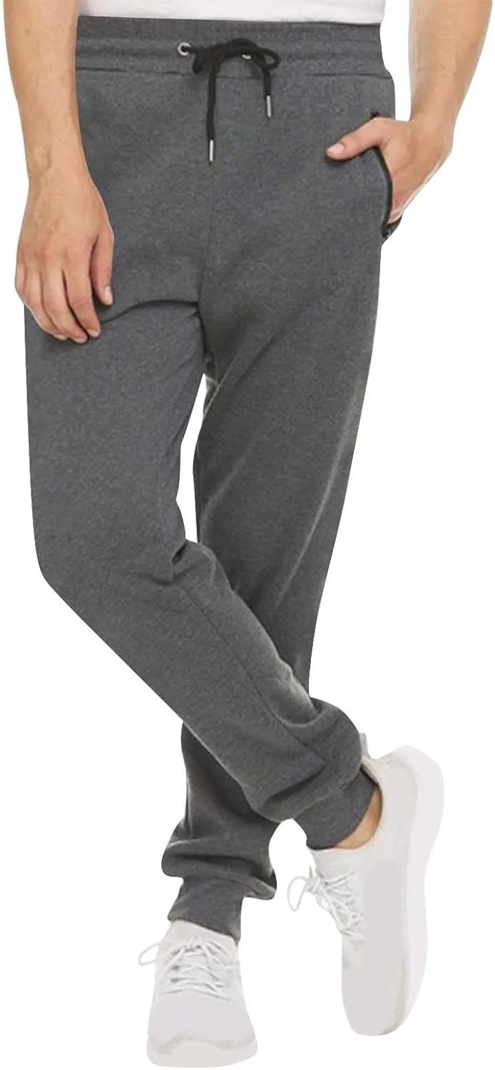 Mens Casual Fleece Drawstring with Zipper Pocket Jogger Sweatpants for Jogging Running Athletic Workout Activities