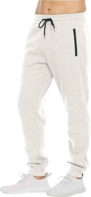 Mens Casual Fleece Drawstring with Zipper Pocket Jogger Sweatpants for Jogging Running Athletic Workout Activities