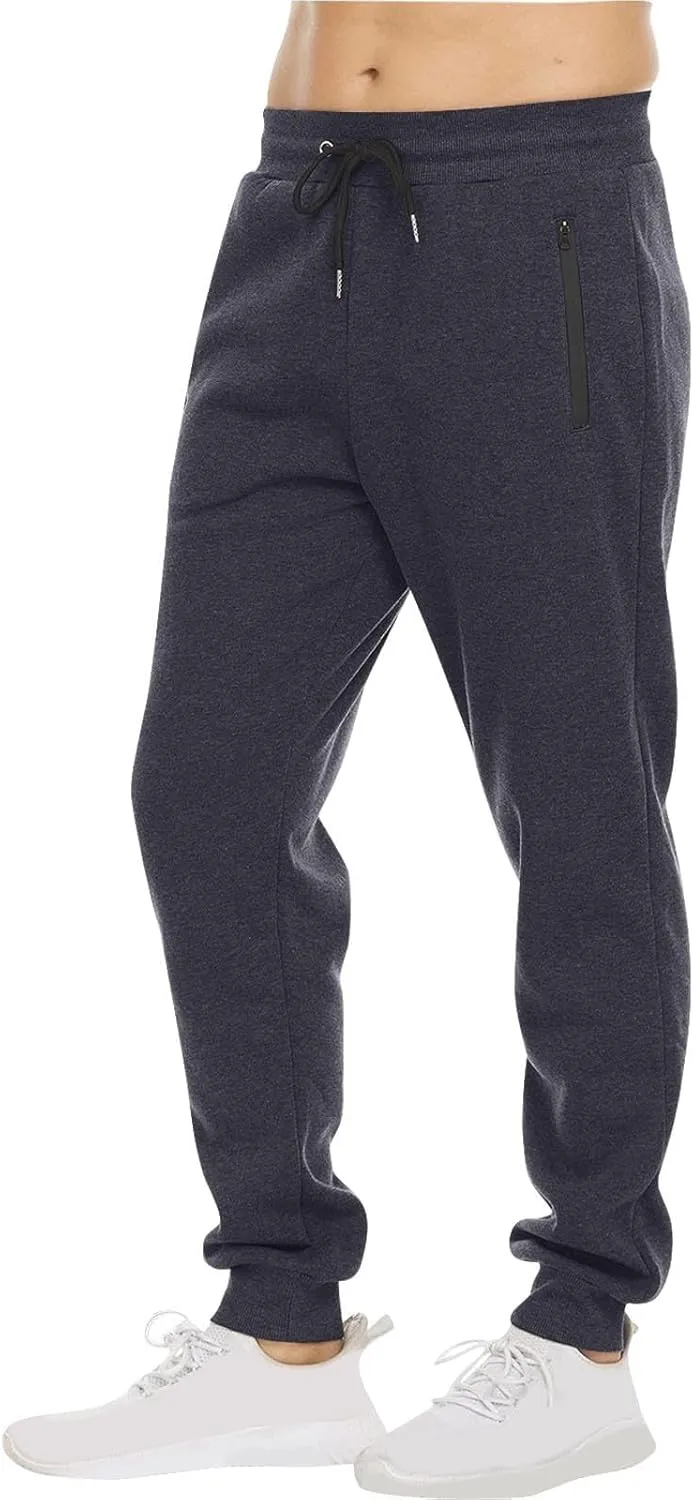 Mens Casual Fleece Drawstring with Zipper Pocket Jogger Sweatpants for Jogging Running Athletic Workout Activities