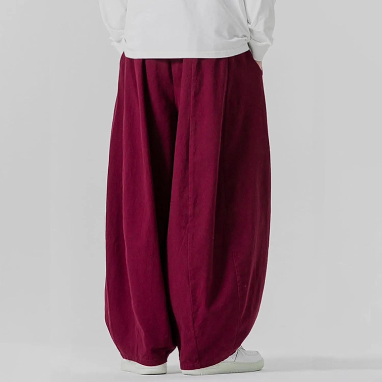 Mens Casual Wide Leg Pants Solid Lounge Oversized Loose Jogging Harem Pants Drawstring Palazzo Trousers with Pockets
