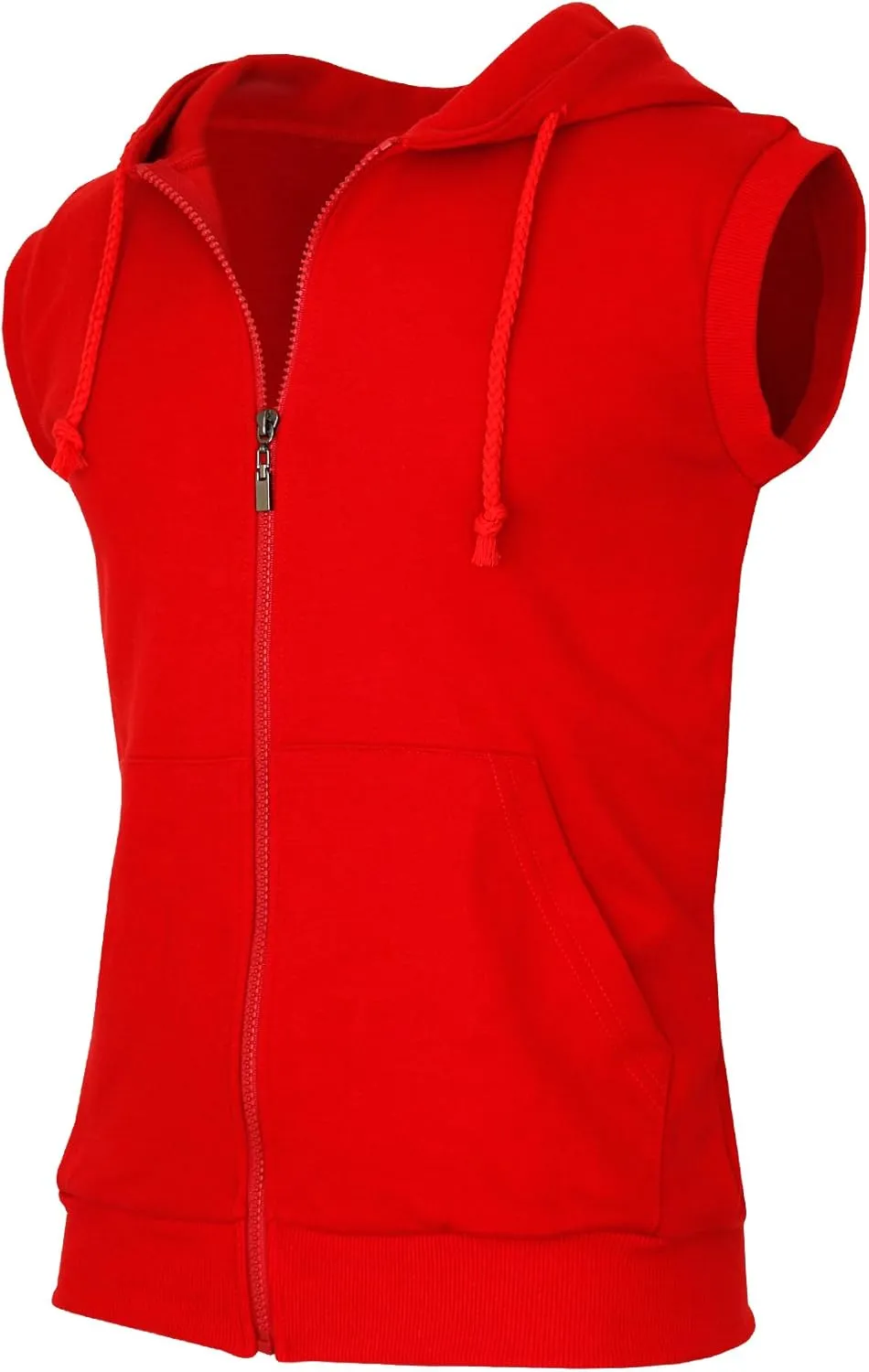 Men's Casual Zip-Hoodie Vest Cotton Sleeveless Zip up Hoodie Vest