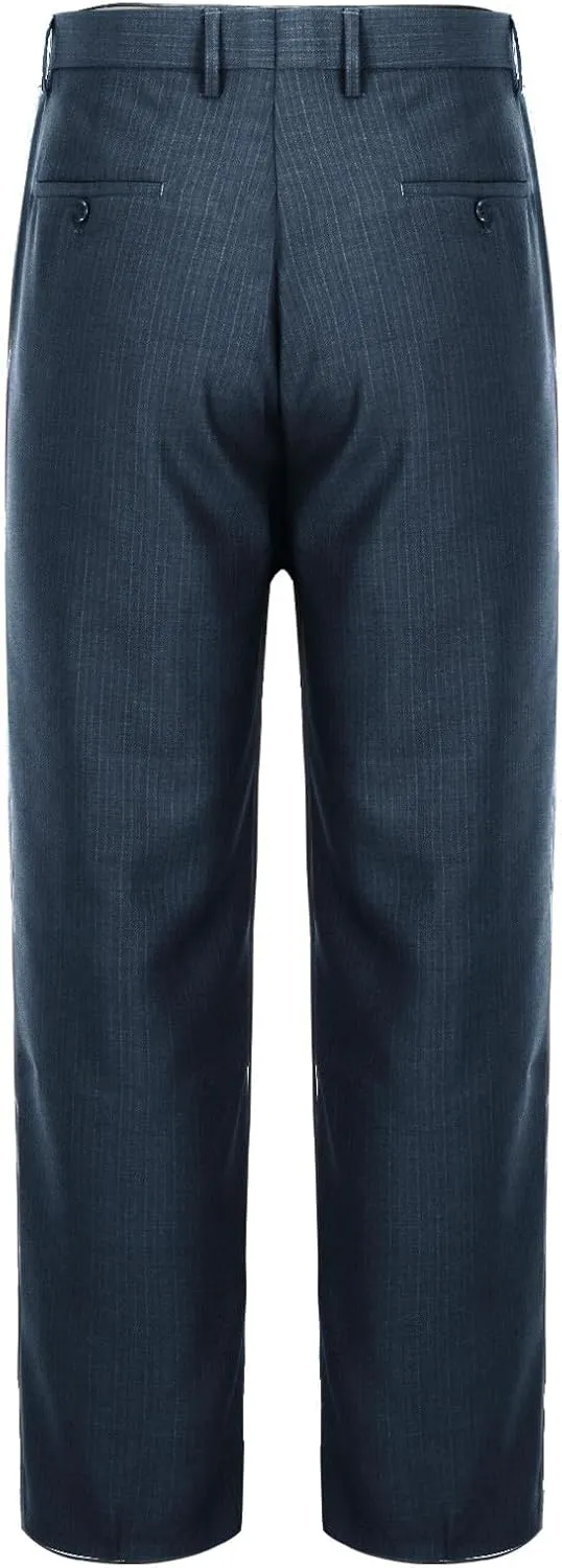 Mens Classic Fit Dress Pants Flat Front Straight Leg Formal Wrinkle Free Expandable Waist Casual Business Suit Pants