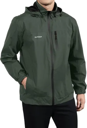 Men's Classic Windbreaker Jacket Lightweight All-Sport Waterproof Hiking Coat Detachable Hooded Windbreakers for Men