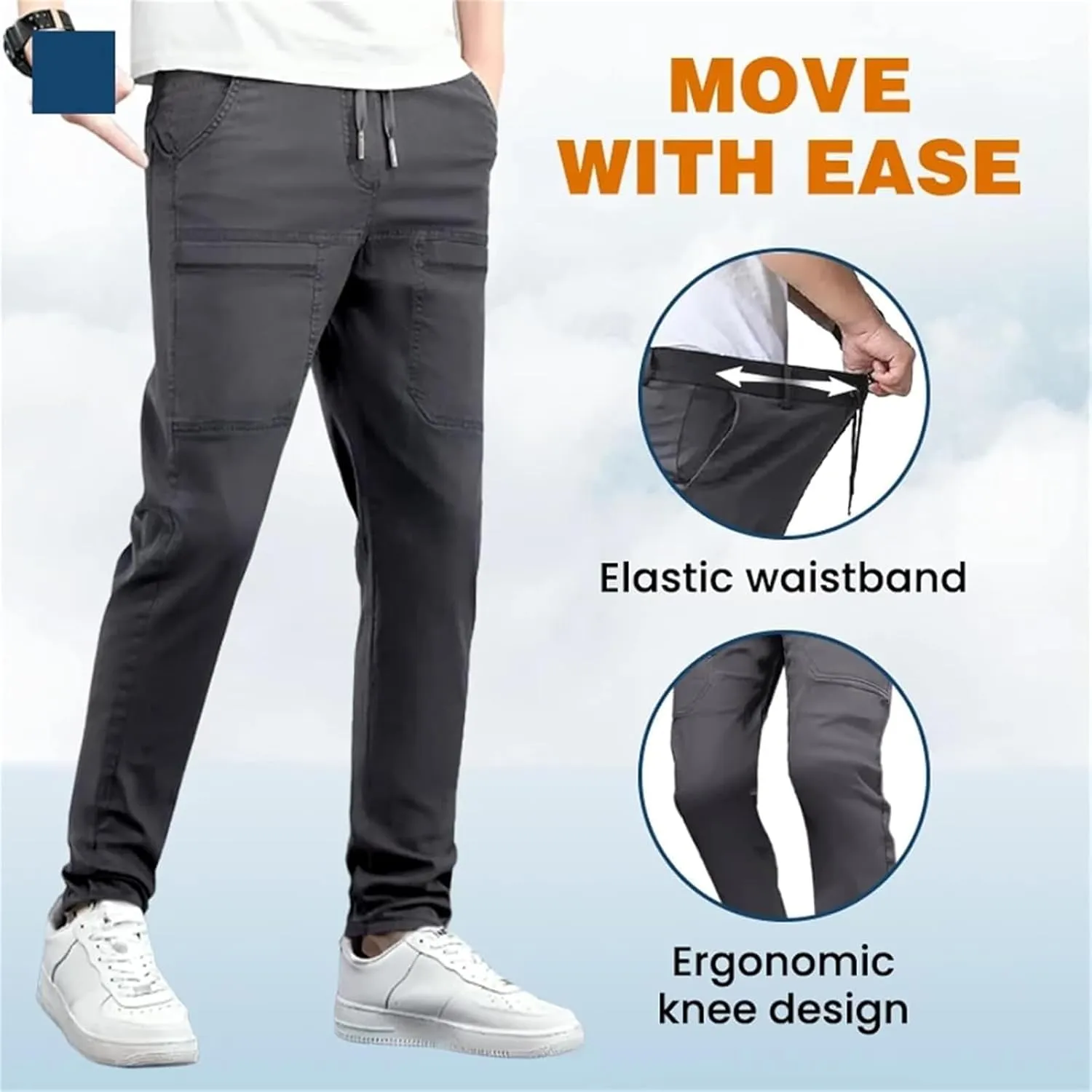 Mens Corduroy Drawstring Elastic Waist Baggy Tapered Wide Leg Cargo with Pockets Casual Joggers Sweatpants Pants