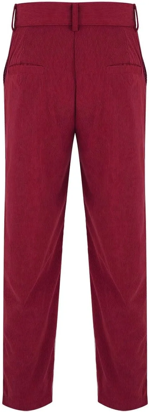 Mens Corduroy Pants Slim Fit Straight Leg Spring Casual Warm Up Pleated Pants Flat-Front Stretch Chino Work Trousers