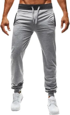 Mens Drawstring Athletic Joggers Sweatpants with Zipper Pockets Gym Running Workout Track Sport Casual Pants