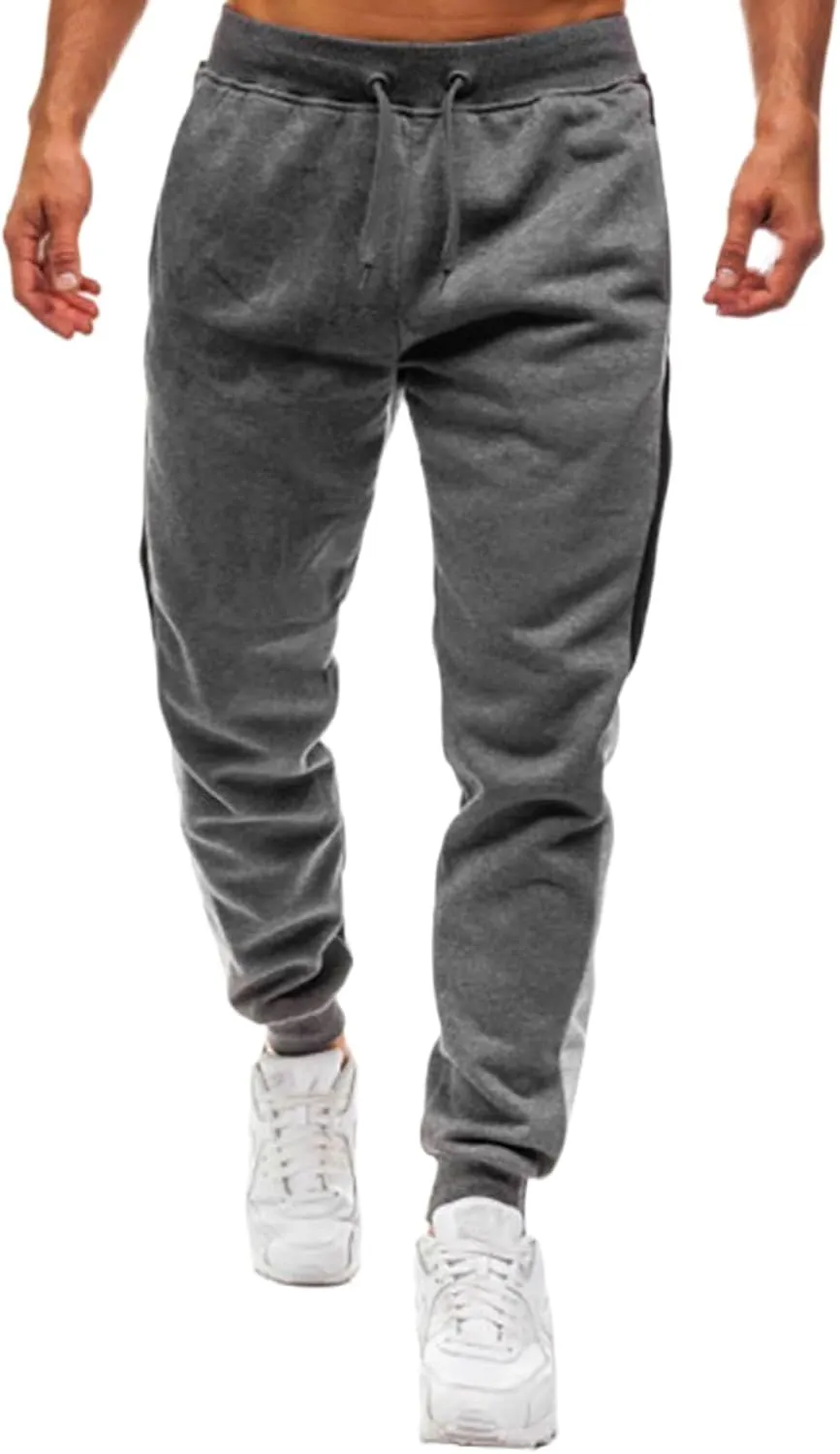 Mens Drawstring Athletic Sport Joggers Sweatpants Tall Striped with Pockets Workout Training Lounge Pants