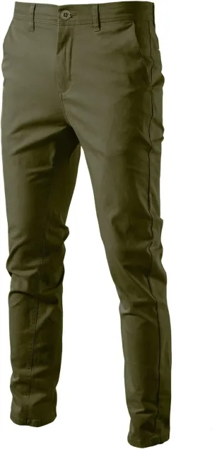 Mens Fleece Chino Carpenter Pants Big&Tall Elastic Waist Flat Front Casual Smart Business Trousers Winter Work Pant Plus Size