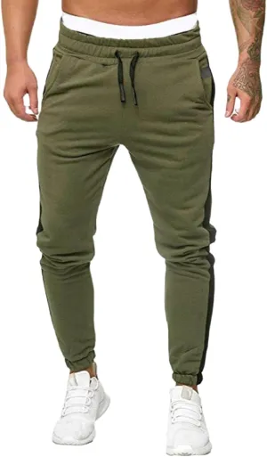 Mens Heavyweight Fleece Marled Stretch Elastic Waist Drawstring Cargo Workout Jogger Sport Basic Trousers Sweatpants
