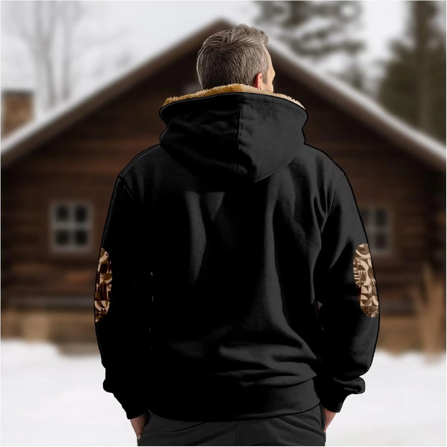 Men's Heavyweight Hoodie Full Zip Up Hooded Coat Warm Sherpa-Lined Flannel Big and Tall Plus Jacket with Pocket