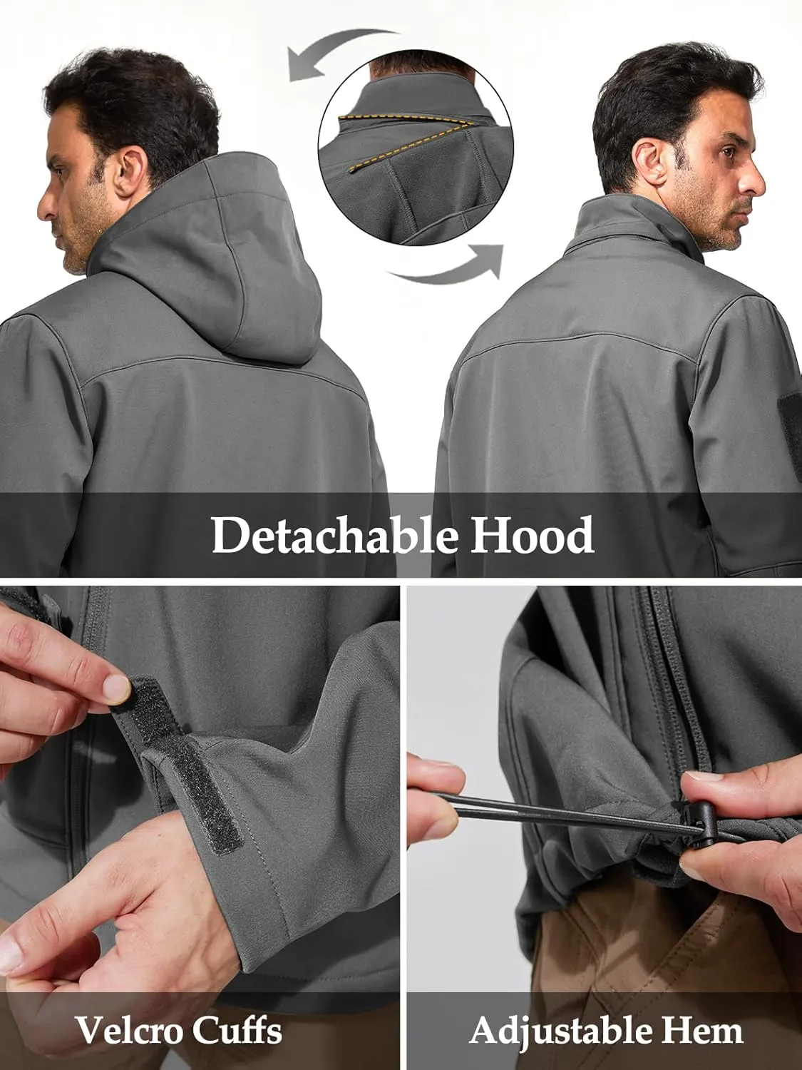Mens Jacket Waterproof Hooded Coats Tactical Soft Shell Jackets for Men