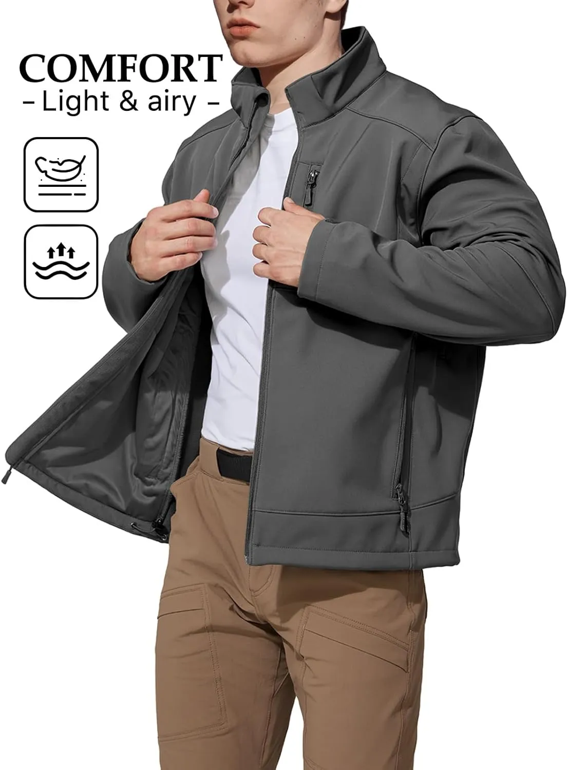 Mens Jacket Waterproof Hooded Coats Tactical Soft Shell Jackets for Men