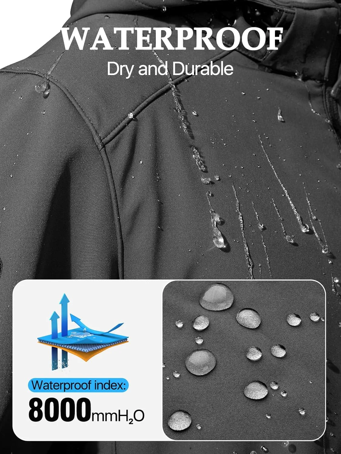 Mens Jacket Waterproof Hooded Coats Tactical Soft Shell Jackets for Men