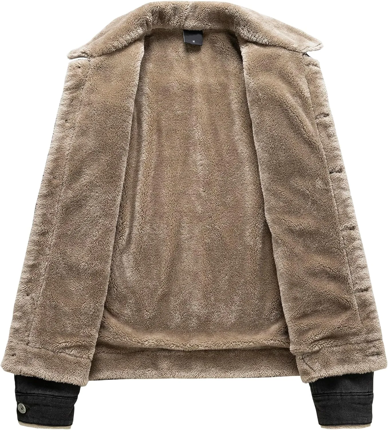 Men'S Jean Jacket Casual Loose Button Lapel Sherpa Fleece Lined Thicken Trucker Jacket Coats