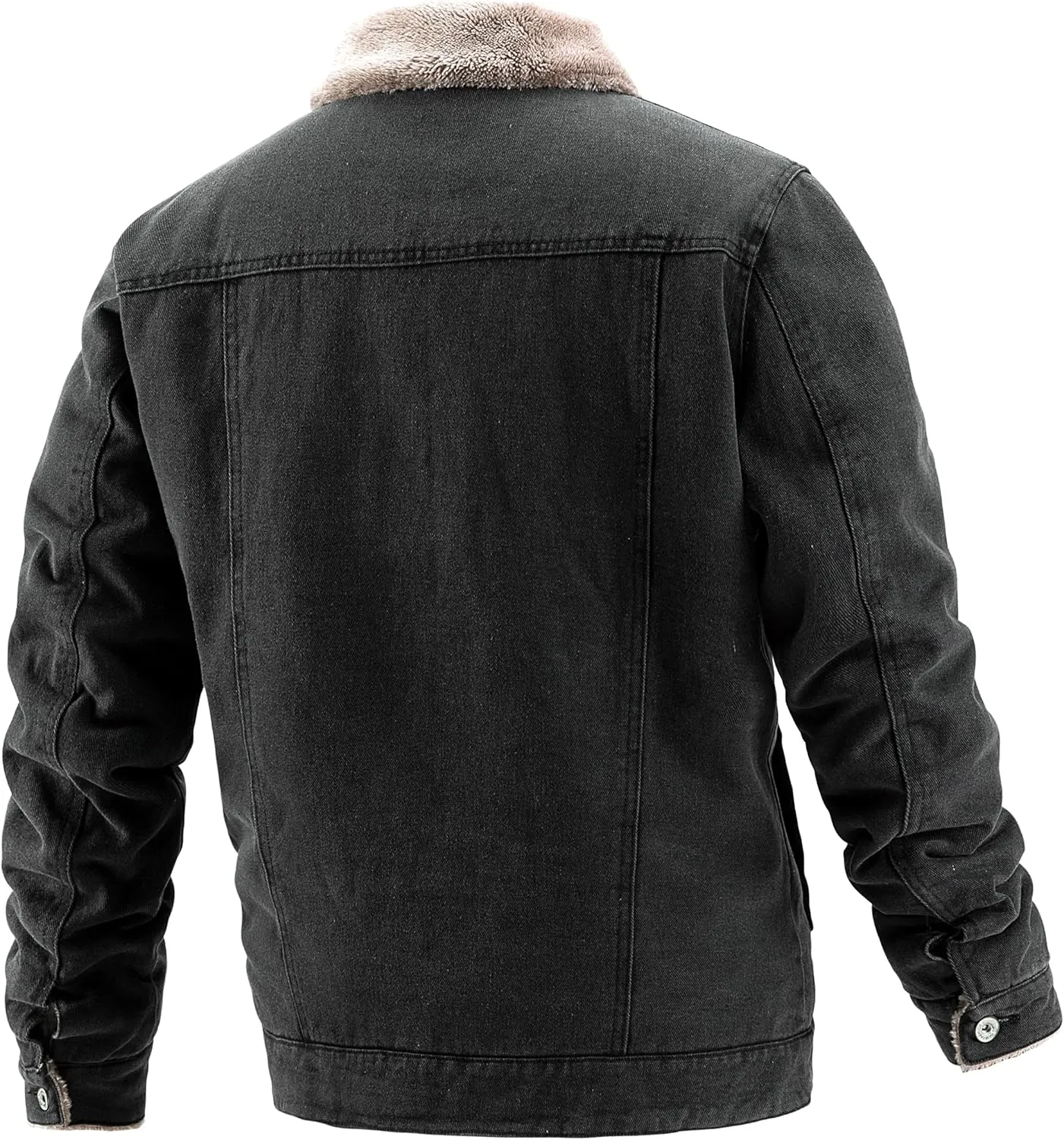 Men'S Jean Jacket Casual Loose Button Lapel Sherpa Fleece Lined Thicken Trucker Jacket Coats