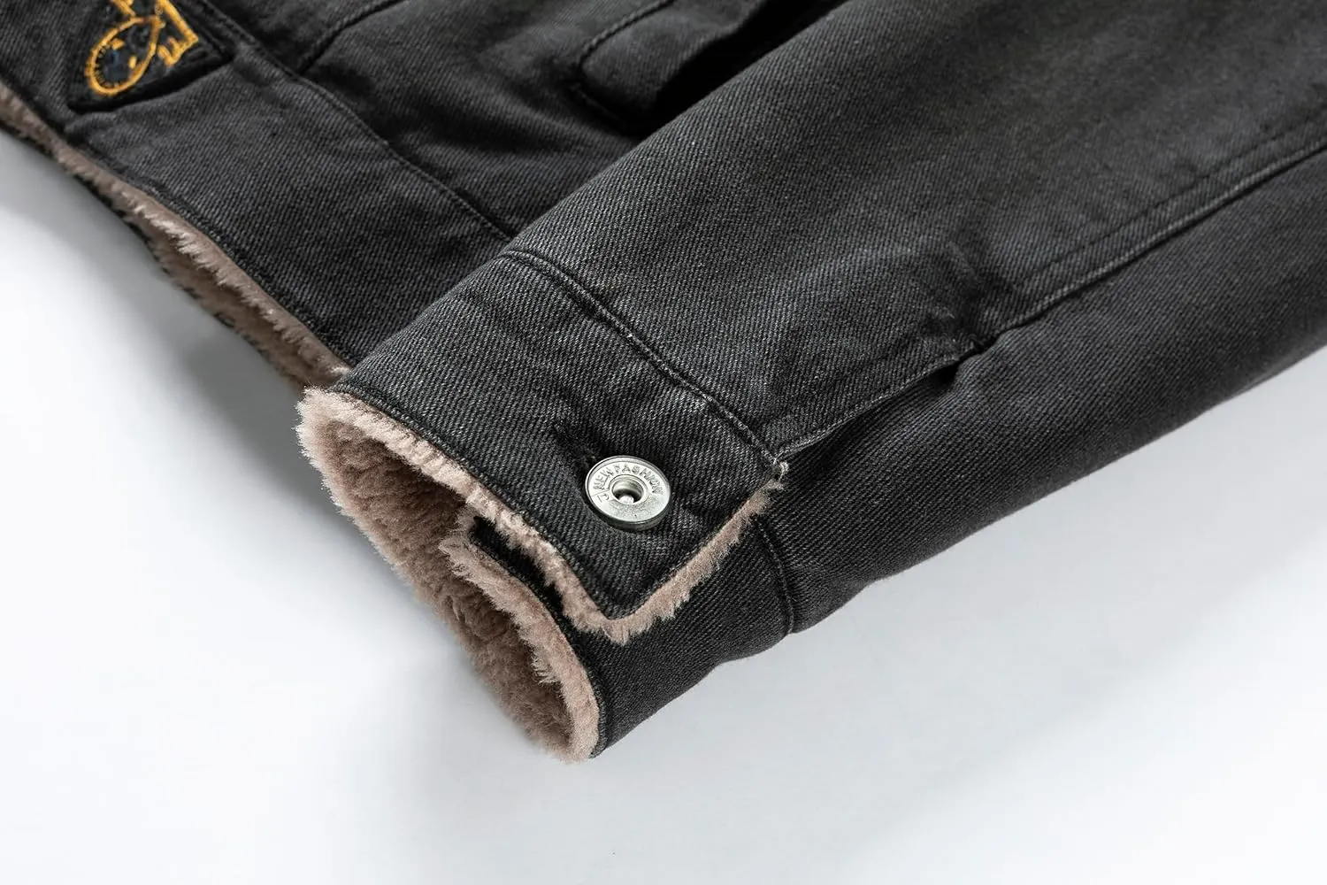 Men'S Jean Jacket Casual Loose Button Lapel Sherpa Fleece Lined Thicken Trucker Jacket Coats